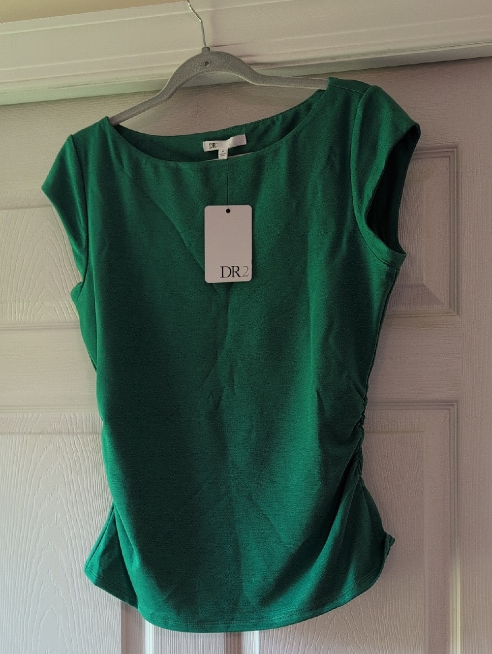 DR2 Emerald Green Cap Sleeve Top with Side Ruching